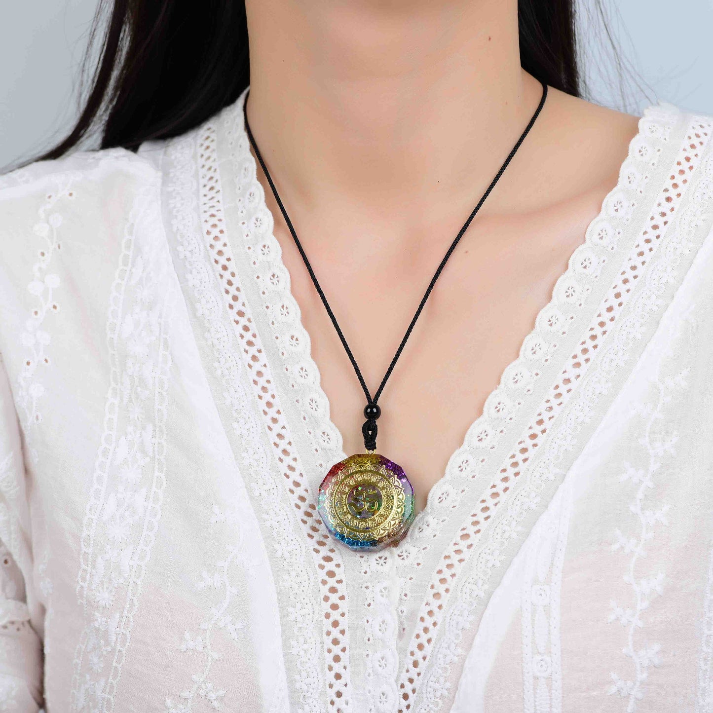 Chakra Orgonite Necklace With Healing Crystals To Improve Energy Through Meditation, Yoga, Reiki, and Om | Chakra Necklace - EMF Protection
