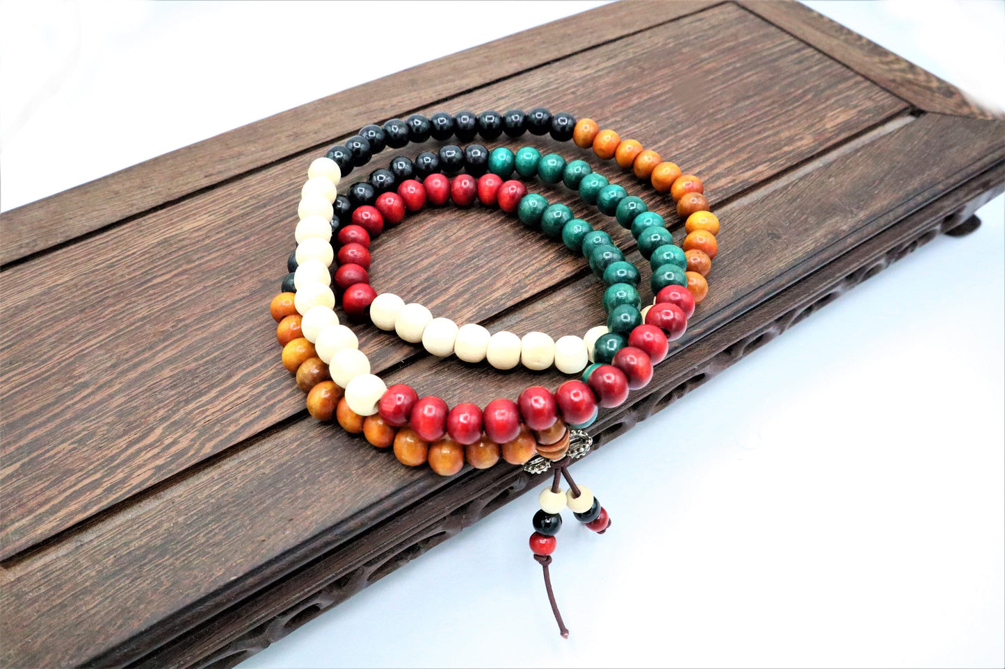 Mala Bead Bracelet Necklace With Natural Sandalwood Prayer Beads for Meditation, Yoga, And Japa To Increase Calmness By Buddhist Buddha