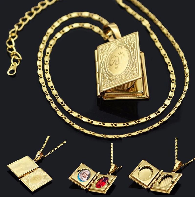 Allah Necklace Pendant With A Photo Locket Box For Men and Women And To Give As Islamic Gifts During Eid And Ramadan