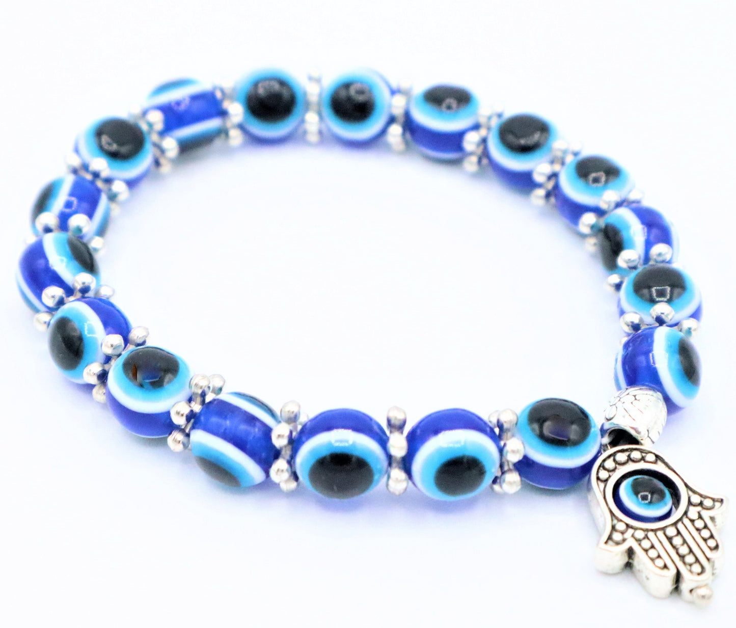 Evil Eye Bracelet Personalized With Hamsa Hand of Fatima | Turkish Nazar Bracelet | Beaded Lucky Charm Protection Bracelet | Velentines Gift