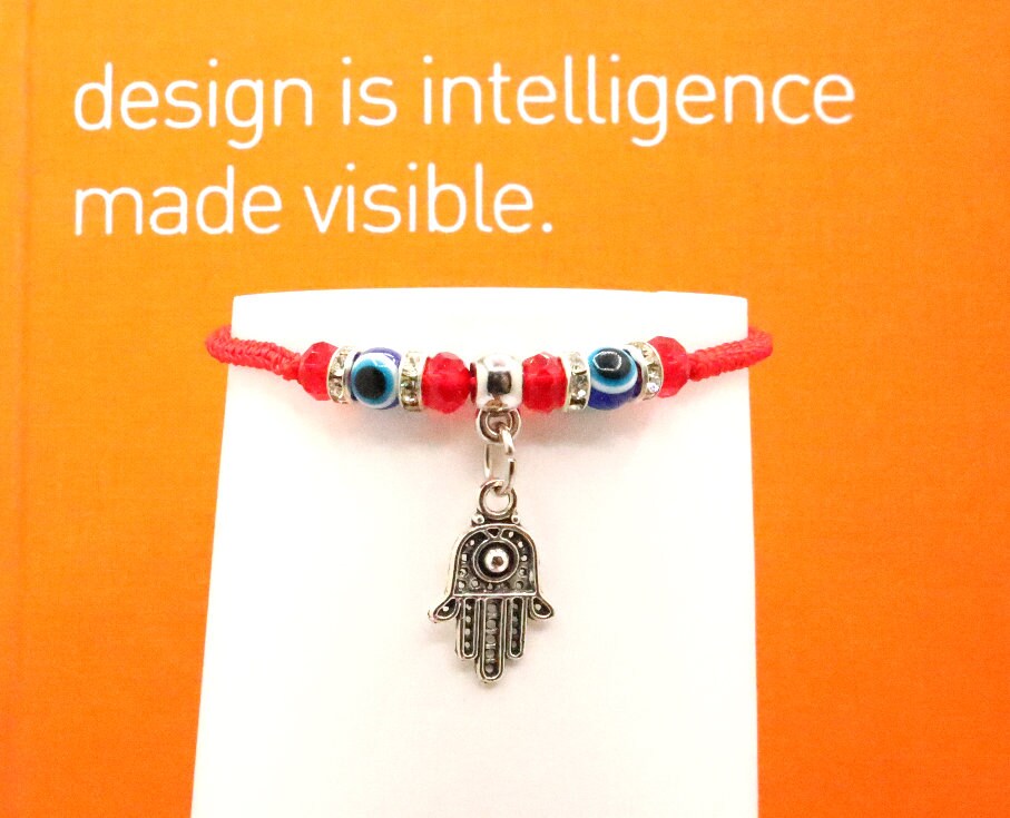 Evil Eye Bracelet Anklet With Hamsa Hand of Fatima For Good Luck Charm Protection and Blessing | Kabbalah Red String Macrame Bracelet