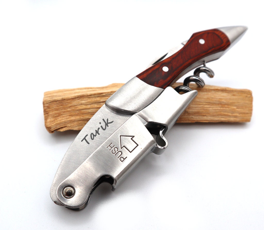 Personalized CorkScrew Wine Bottle Opener | Groomsmen Gifts | Custom Cork Screw | Engraved Wedding Gift For Groomsman Bartender Sommeliers