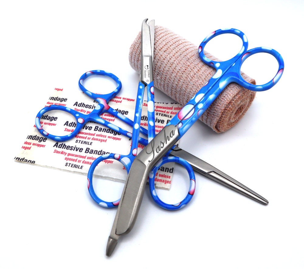 Personalized Gift Set For Nurse With Bandage Scissor, Hemostat, Suture Scissor | Vet Tech, Veterinary & Nursing Student Graduation Gifts
