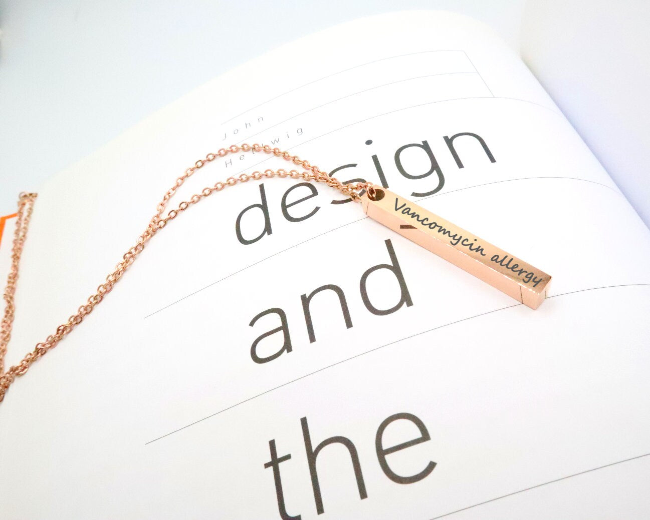 Personalized Vertical Bar Necklace Valentines Gift With Custom Engraved Name On A 3D Long Bar Pendant, Bridesmaid Gift, Gift For Her Mom