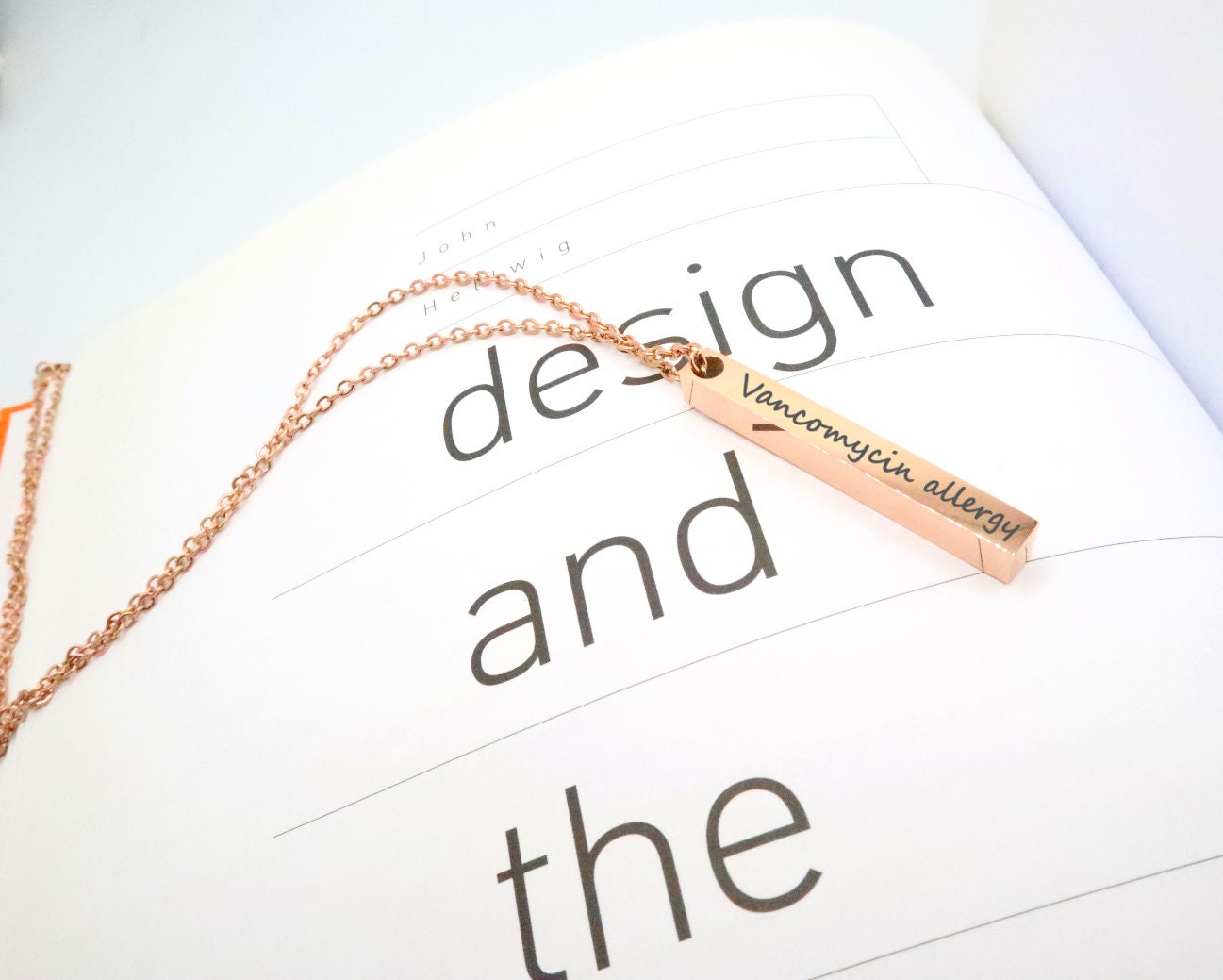 Personalized Vertical Bar Necklace Valentines Gift With Custom Engraved Name On A 3D Long Bar Pendant, Bridesmaid Gift, Gift For Her Mom