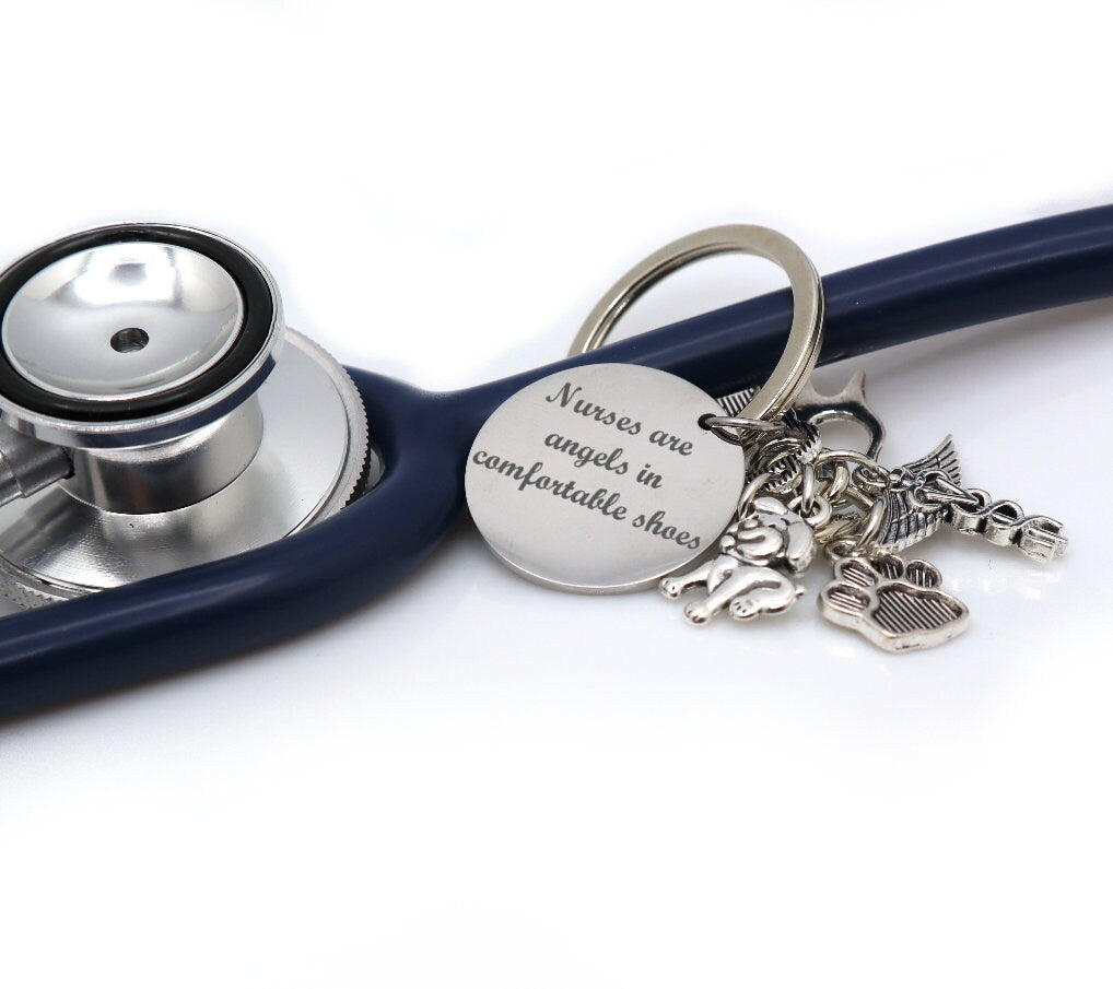 Custom Engraved Nurse Appreciation Gift For Nurse, Personalized Stethoscope ID Tag With Charm, Nursing Student Gift, Stethoscope Name Tag