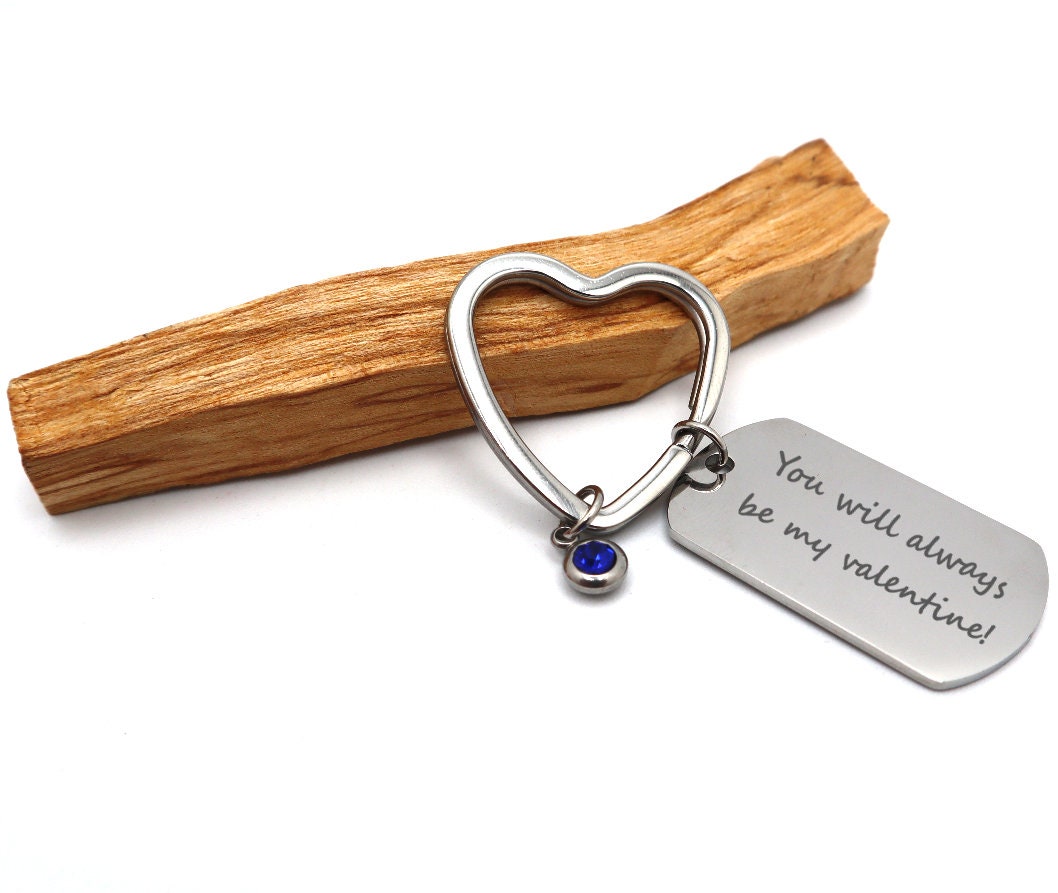 Personalized Keychain To Give As A Valentne Gift For Her With Your Love Message Custom Laser Engraved With A Heart Shape Key Ring Holder