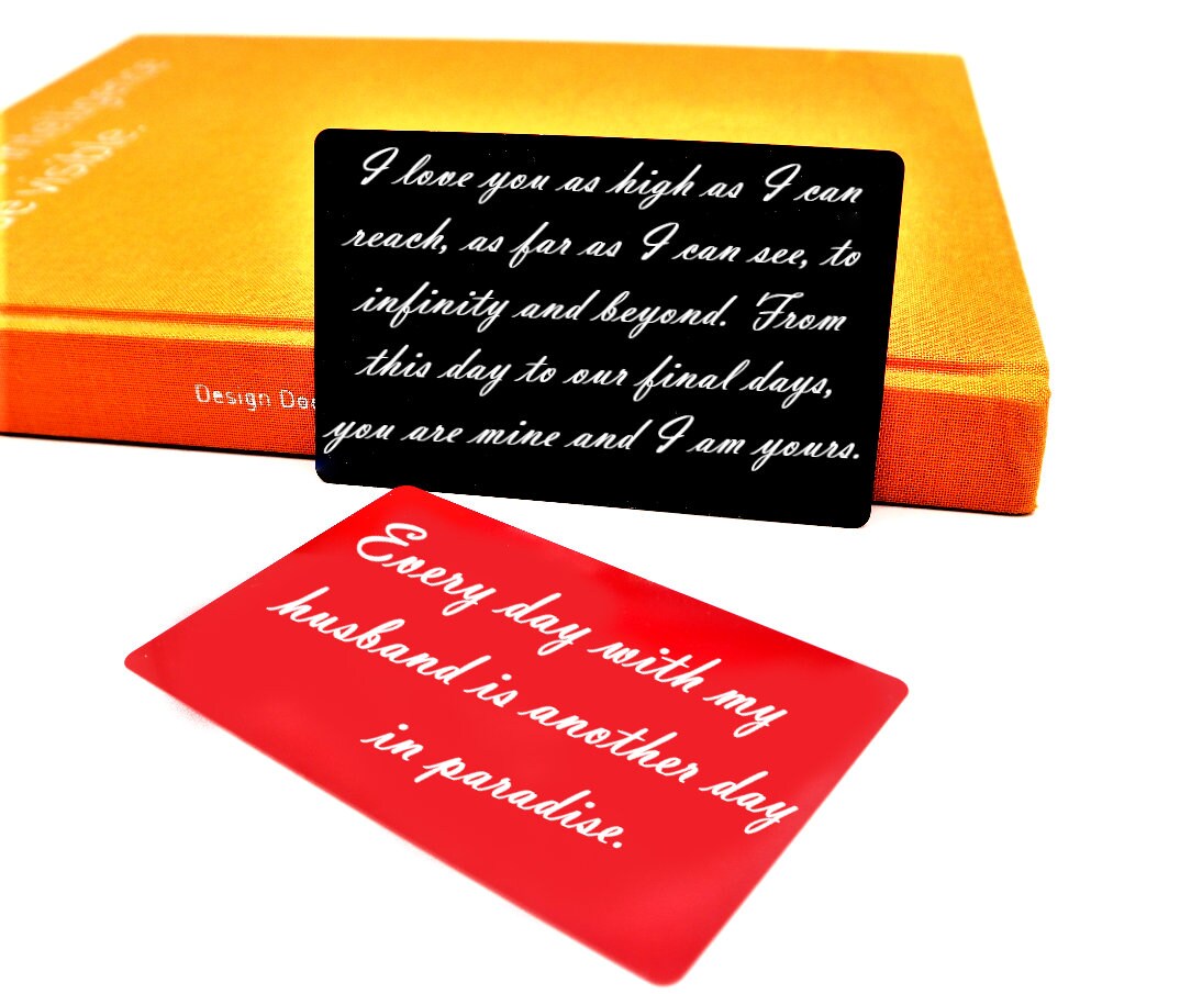 Personalized Wallet Card Insert With Your Actual Handwriting Love Note For Your Partner | Custom Engraved With Your Handwritten Message