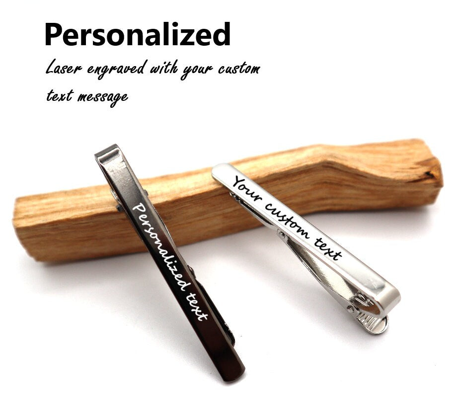 Personalized Tie Clip Bar For Groomsmen And Father Of The Bride And Groom | Engraved Tie Bar Clip For Wedding, Groomsman & Gift Occasions