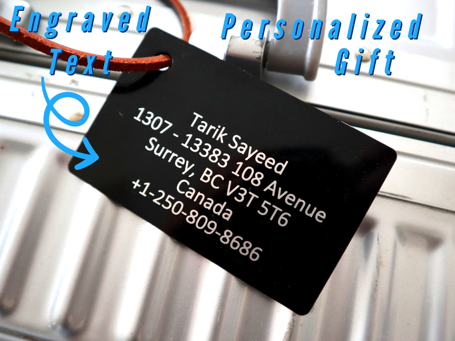 Luggage Tag Personalized For Globetrotter Traveler With Custom Engraved Contact Card | Travel Gift Bag Tag And Luggage Strap Accessory