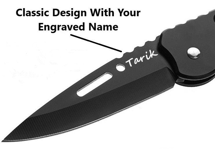 Personalized Pocket Knive For Anniversary Gift, Groomsmen Gift and Gift For Him | Custom Engraved Mini Folding Tactical Pocket Knife