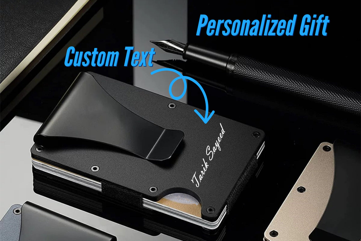 RFID Wallet With Money Clip Personalized With Your Custom Engraved Message, Custom Men's Metal RFID Blocking Wallet, Custom Money Clip Gift