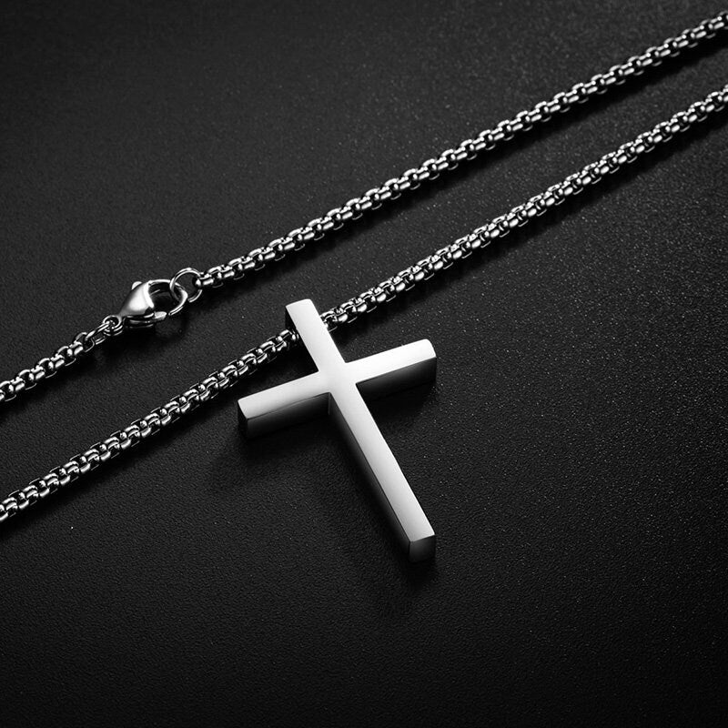 Personalized Cross Necklace With Your Custom Name For Men And Women, Engraved Cross Pendant Christening Baptism Gift For Boys And Girls