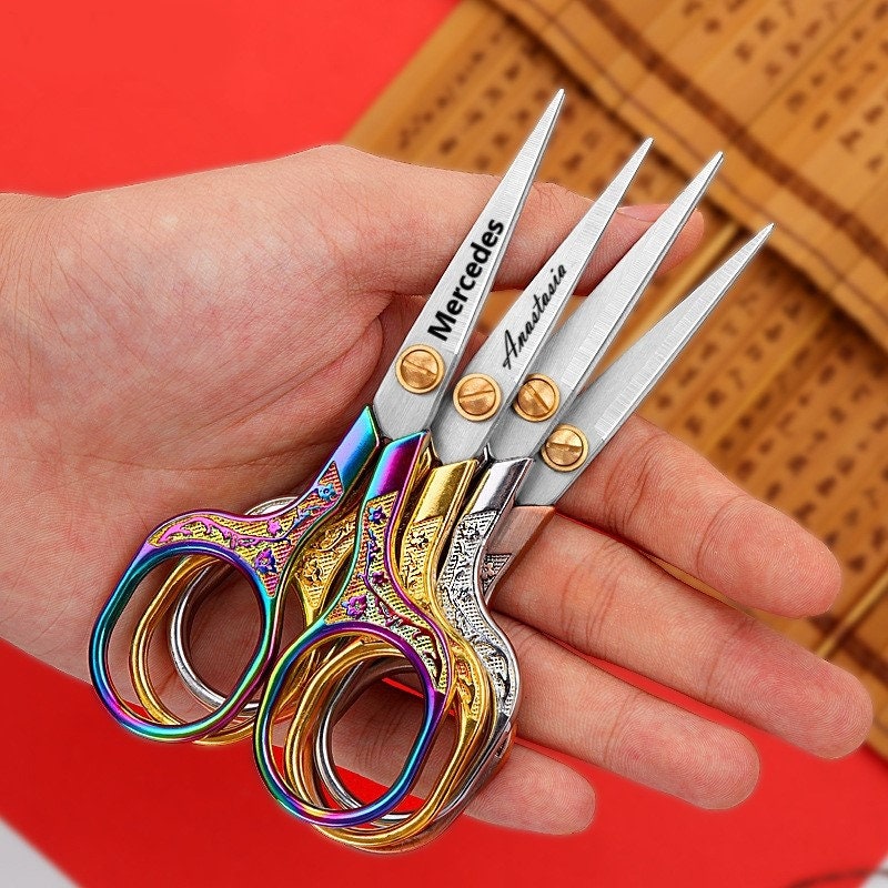 Engraved Small Scissor For Sewing, Pruning, Needle Craft, Stitching, Embroidery Thread Snips, and Cross Stitch | Personalized Gift - DIY