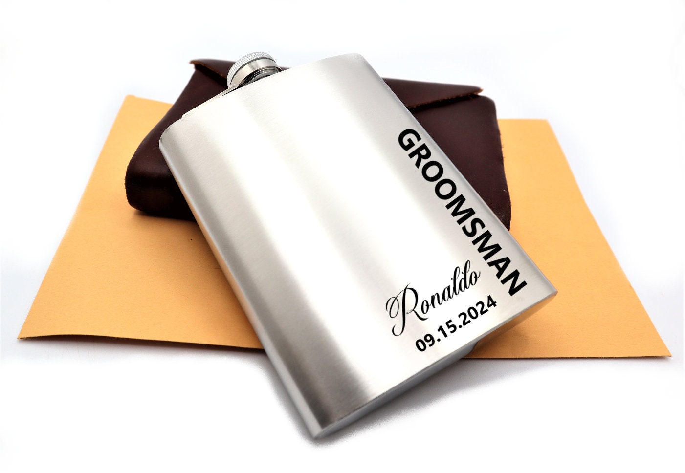 Personalized Wedding Hip Flask Engraved With Name Ideal For Groomsmen Gift Set, Custom Best Man Proposal Gifts, And Birthday Gift for Him