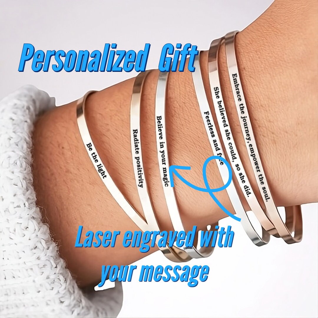 Actual Handwritten Personalized Cuff Bracelet With Your Custom Message To Give As A Special Gift To Mom And Daughter | Gift for Daughter Mom