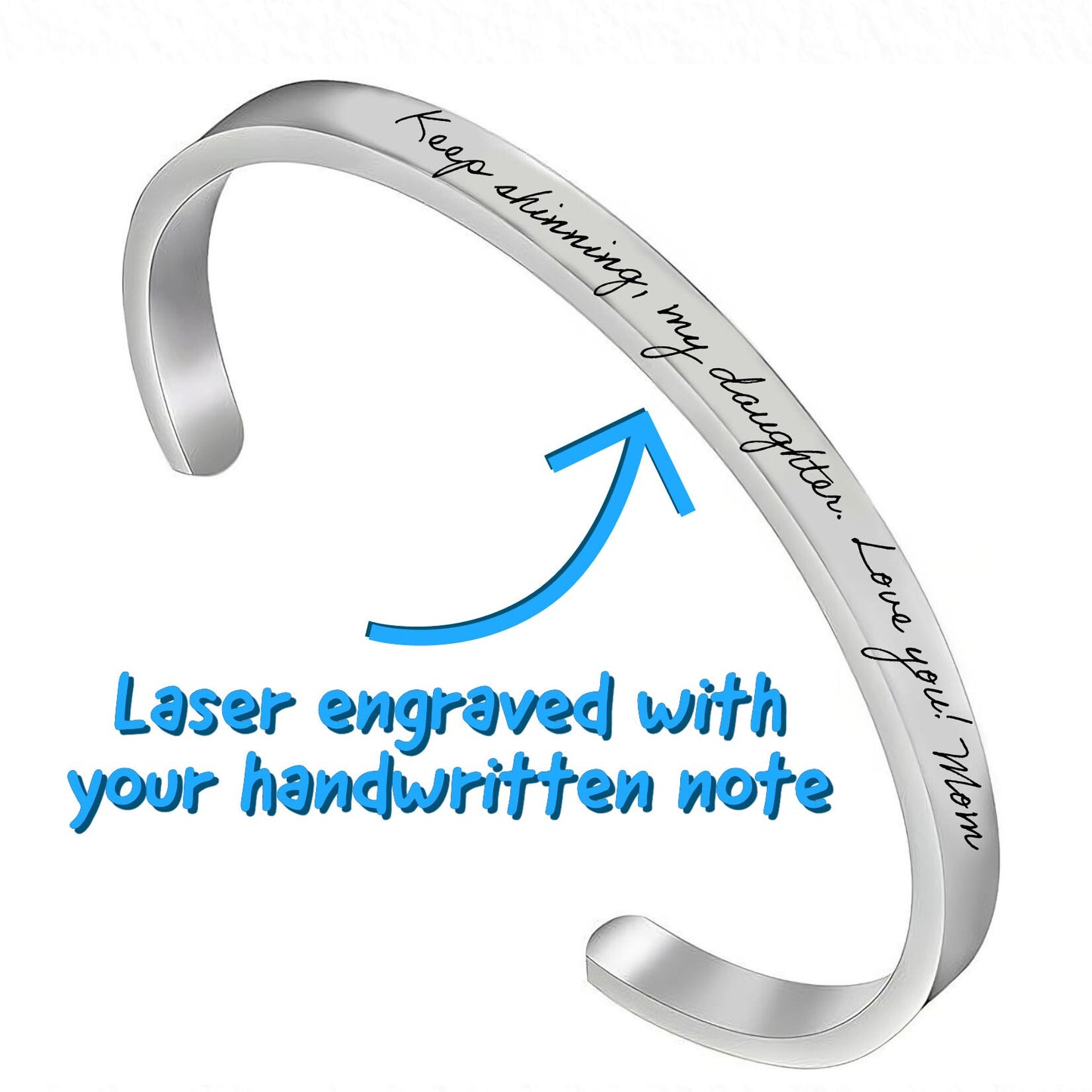 Personalized Custom Cuff Bracelet To Give As A Special Valentine Gift for Mom, Daughter, or a Loved One - Thoughtful and Memorable Keepsake