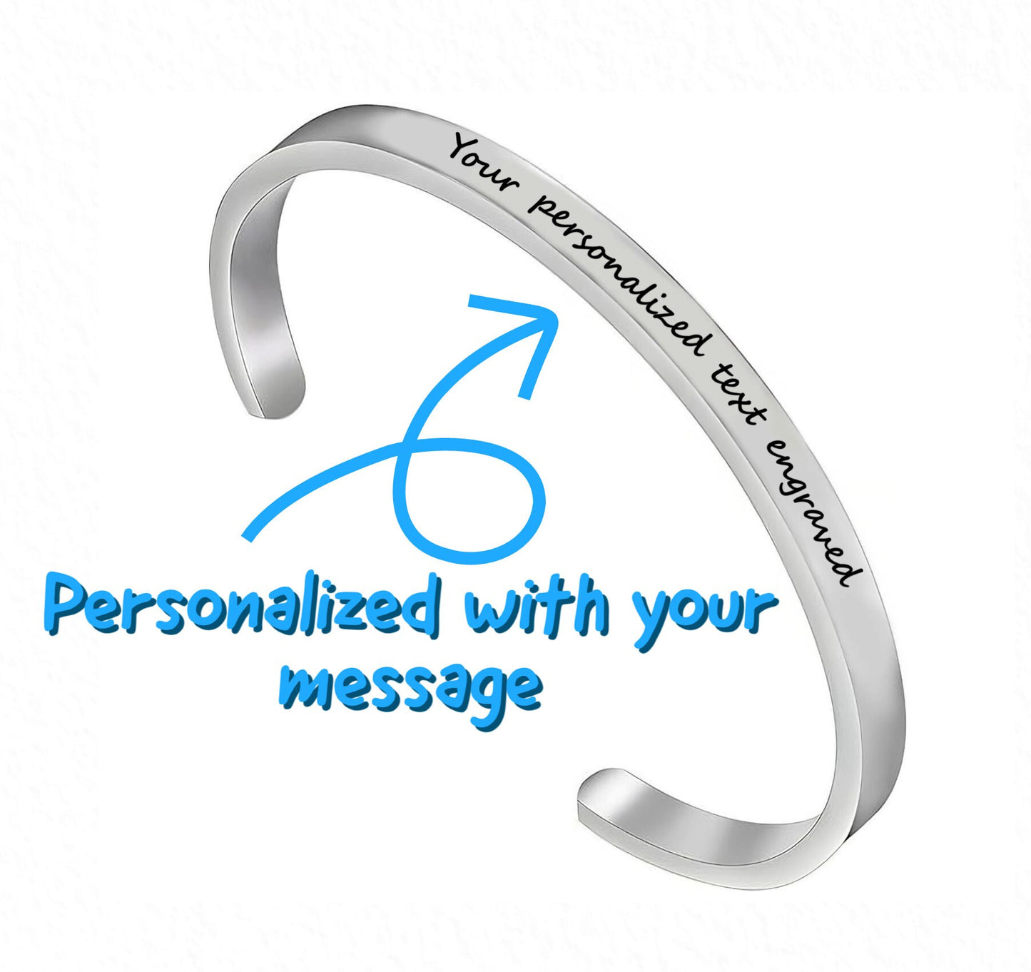 Customized Cuff Bracelet With Your Personalized Special Message Laser Engraved To Give As Gift for Mom or Daughter With Your Personal Touch