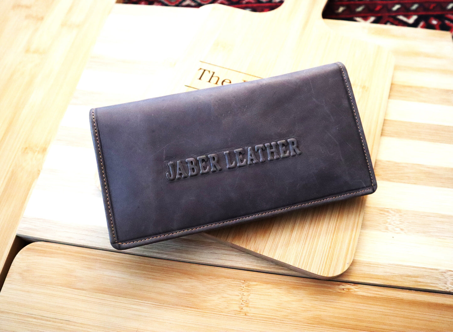 Personalized Full Grain Long Leather Wallet, Customized Natural Leather Bifold Long Wallet, Genuine Leather Mens Wallet, Womens Long Wallet