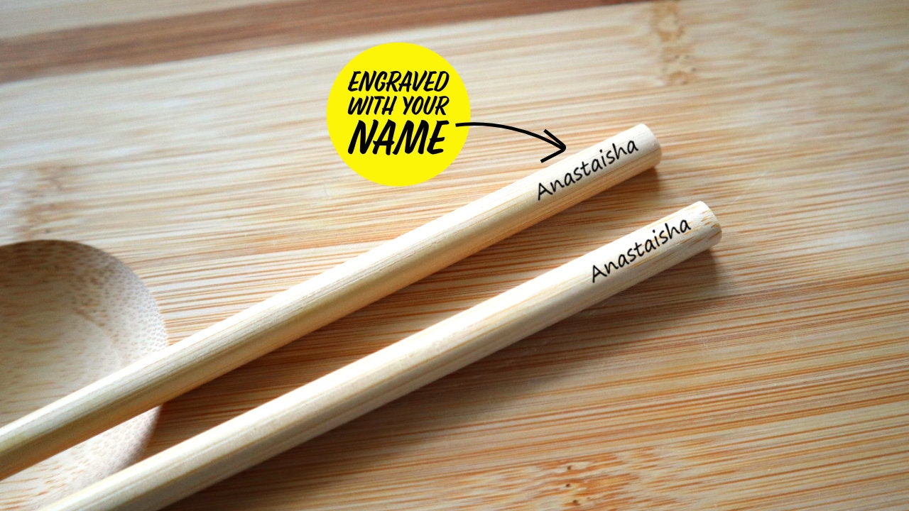 Personalized Stainless Steel Chopsticks | Reusable Chop Sticks Engraved | Custom Korean Baguette Chinoise | Metal Chopsticks Reusable Gift