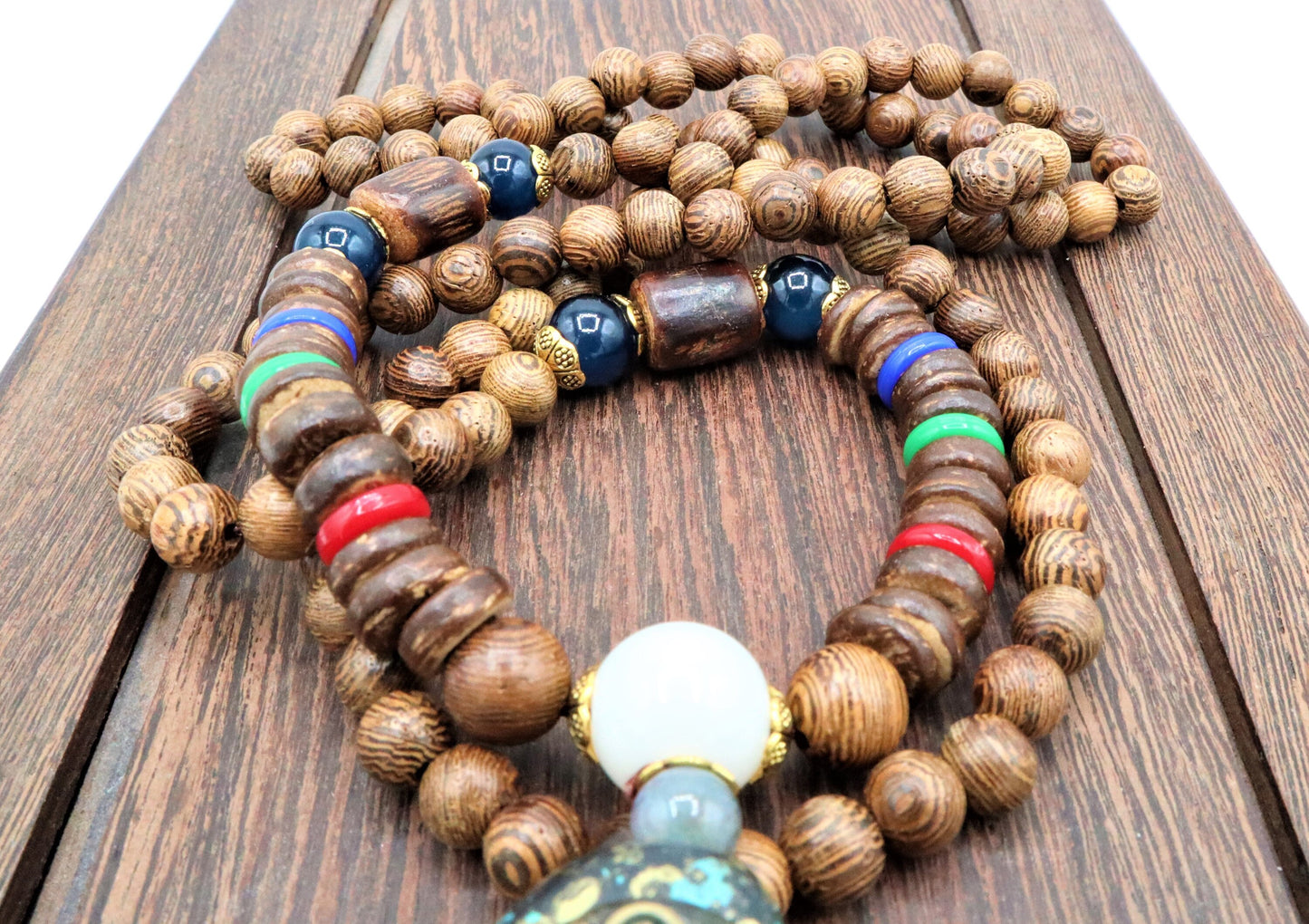Buddha Necklace Pendant With Natural Tibetan Mala Beads For Positive Energy Through Yoga, Buddhism, Hinduism, And Om Boho Jewelry