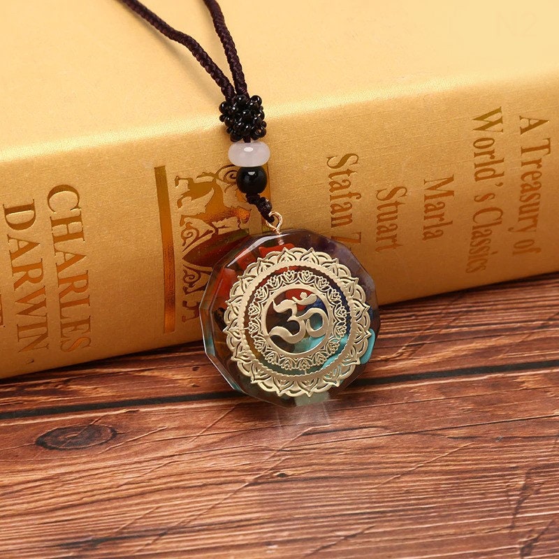Chakra Orgonite Necklace With Healing Crystals To Improve Energy Through Meditation, Yoga, Reiki, and Om | Chakra Necklace - EMF Protection