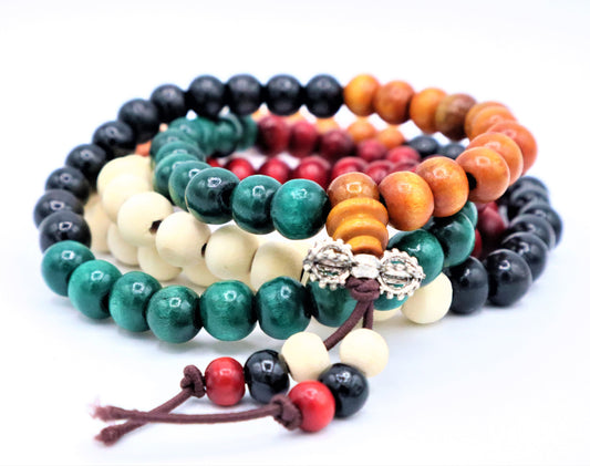 Mala Bead Bracelet Necklace With Natural Sandalwood Prayer Beads for Meditation, Yoga, And Japa To Increase Calmness By Buddhist Buddha