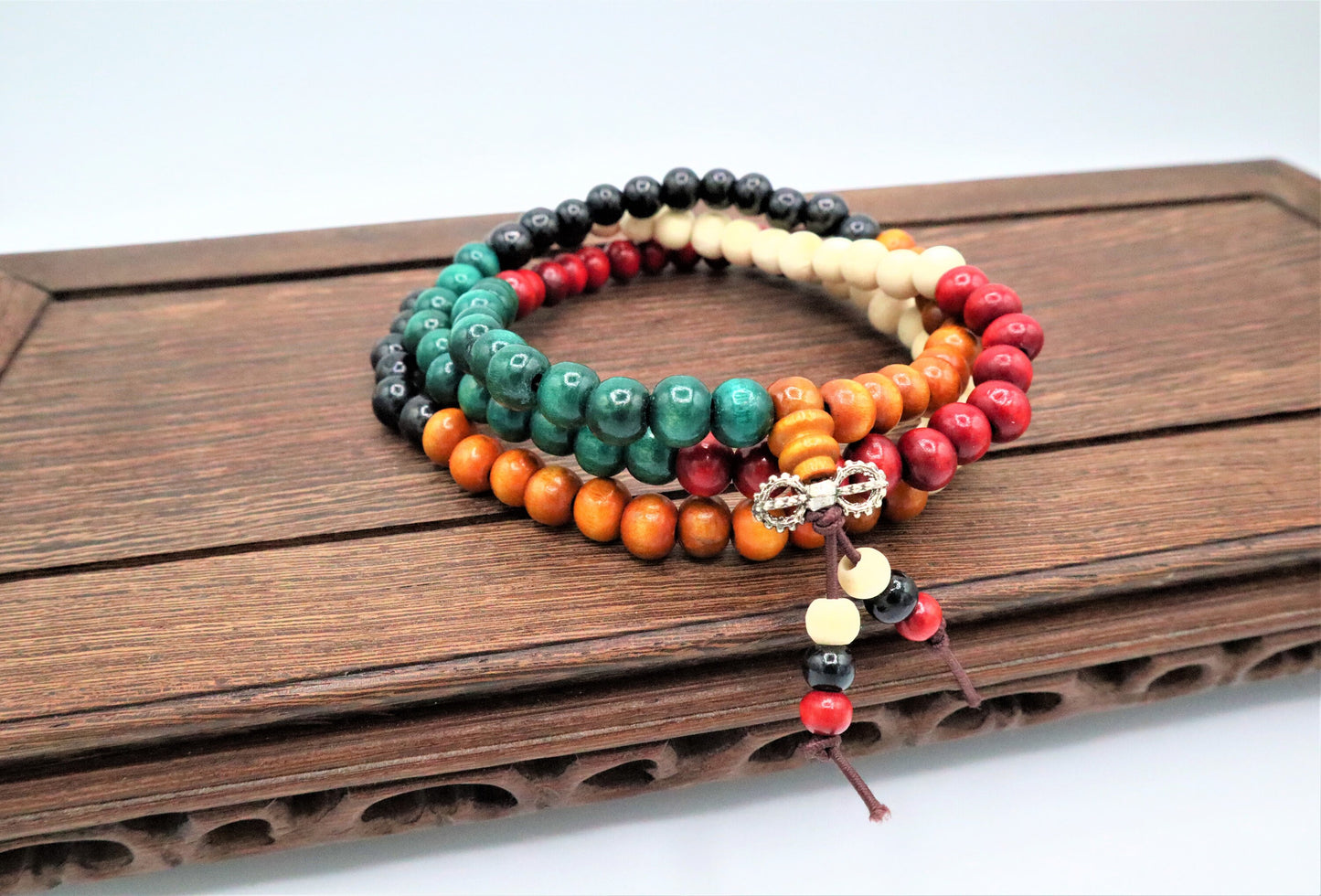 Mala Bead Bracelet Necklace With Natural Sandalwood Prayer Beads for Meditation, Yoga, And Japa To Increase Calmness By Buddhist Buddha