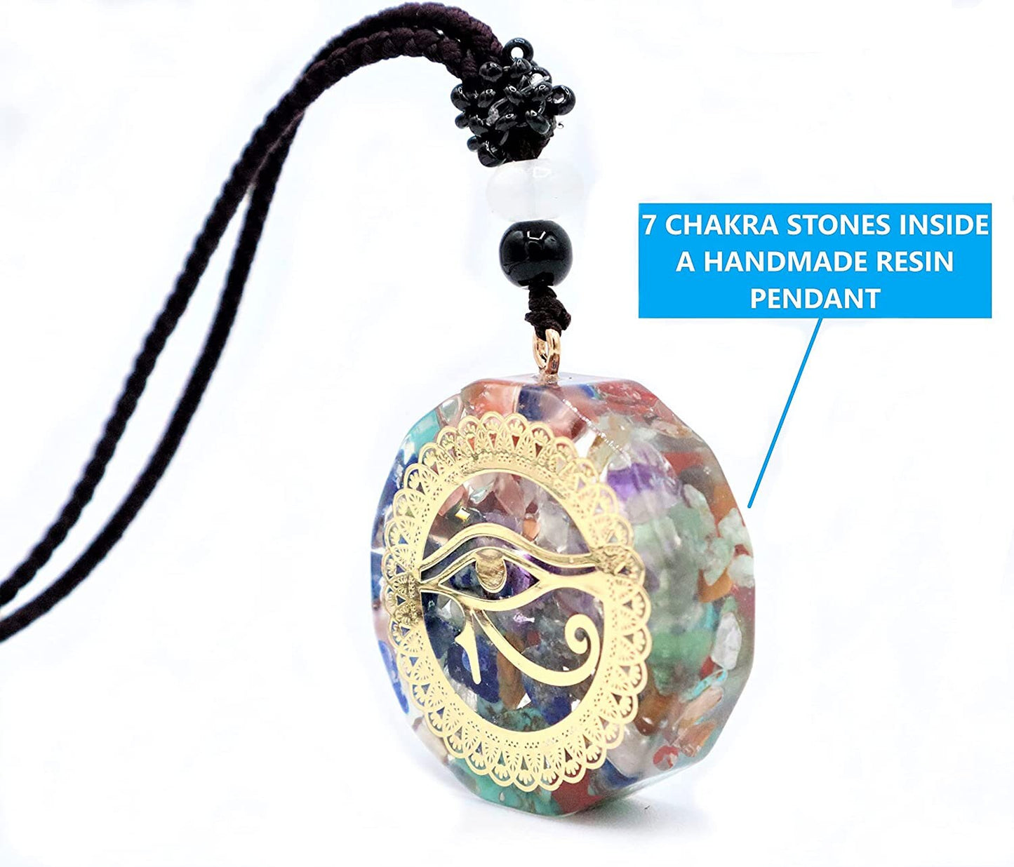 Eye Of Horus Chakra Pendant Necklace With Healing Crystals To Improve Energy Through Meditation, Yoga, and Reiki | Evil Eye - EMF Protection