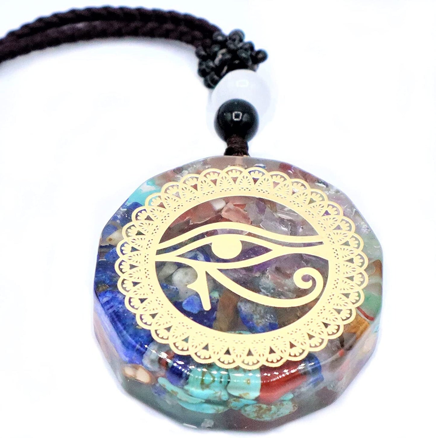 Eye Of Horus Chakra Pendant Necklace With Healing Crystals To Improve Energy Through Meditation, Yoga, and Reiki | Evil Eye - EMF Protection