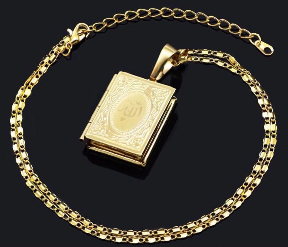 Allah Necklace Pendant With A Photo Locket Box For Men and Women And To Give As Islamic Gifts During Eid And Ramadan