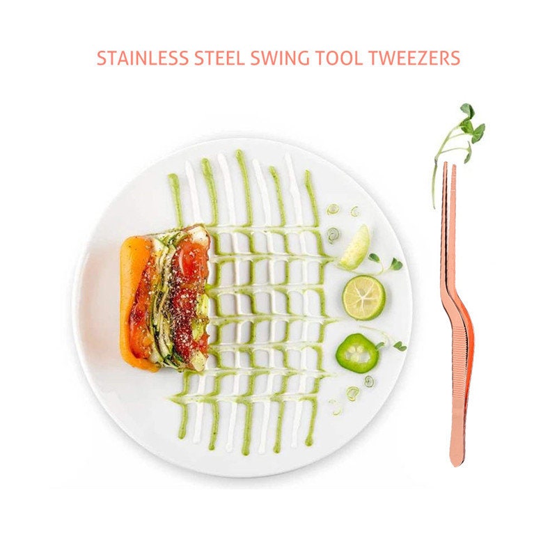 Personalized Multi Purpose Plating Kitchen Tweezers with Precision Stainless Steel Tongs for Pince Culinary Cuisine Cooking and Plating Food