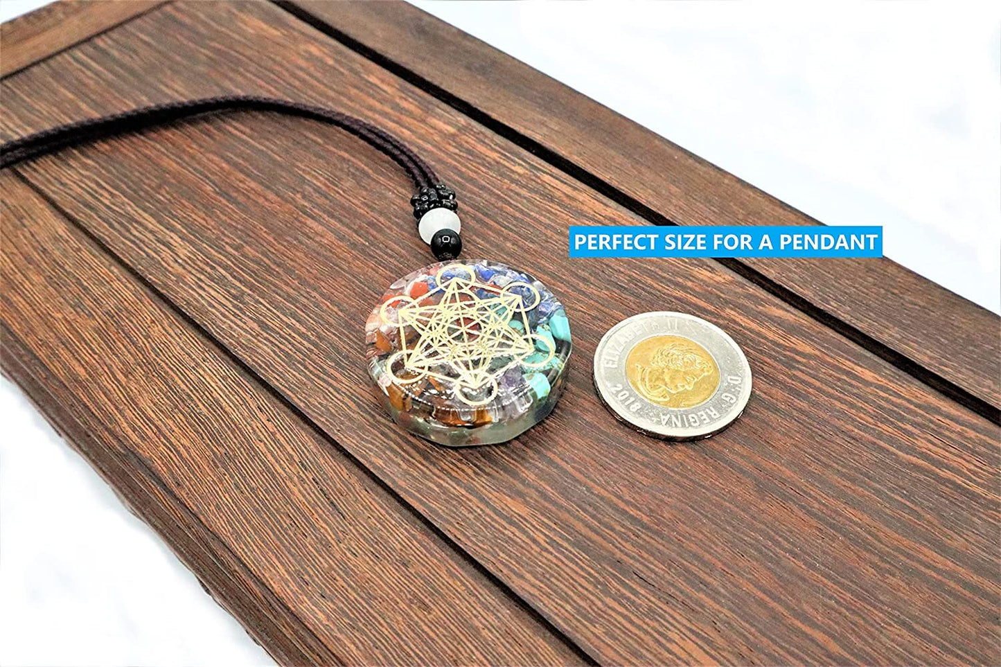 Chakra Orgonite Pendant Necklace With Seven Chakras To Improve Energy Through Meditation, Yoga, Reiki, Sri Yantra, And Om - EMF Protection