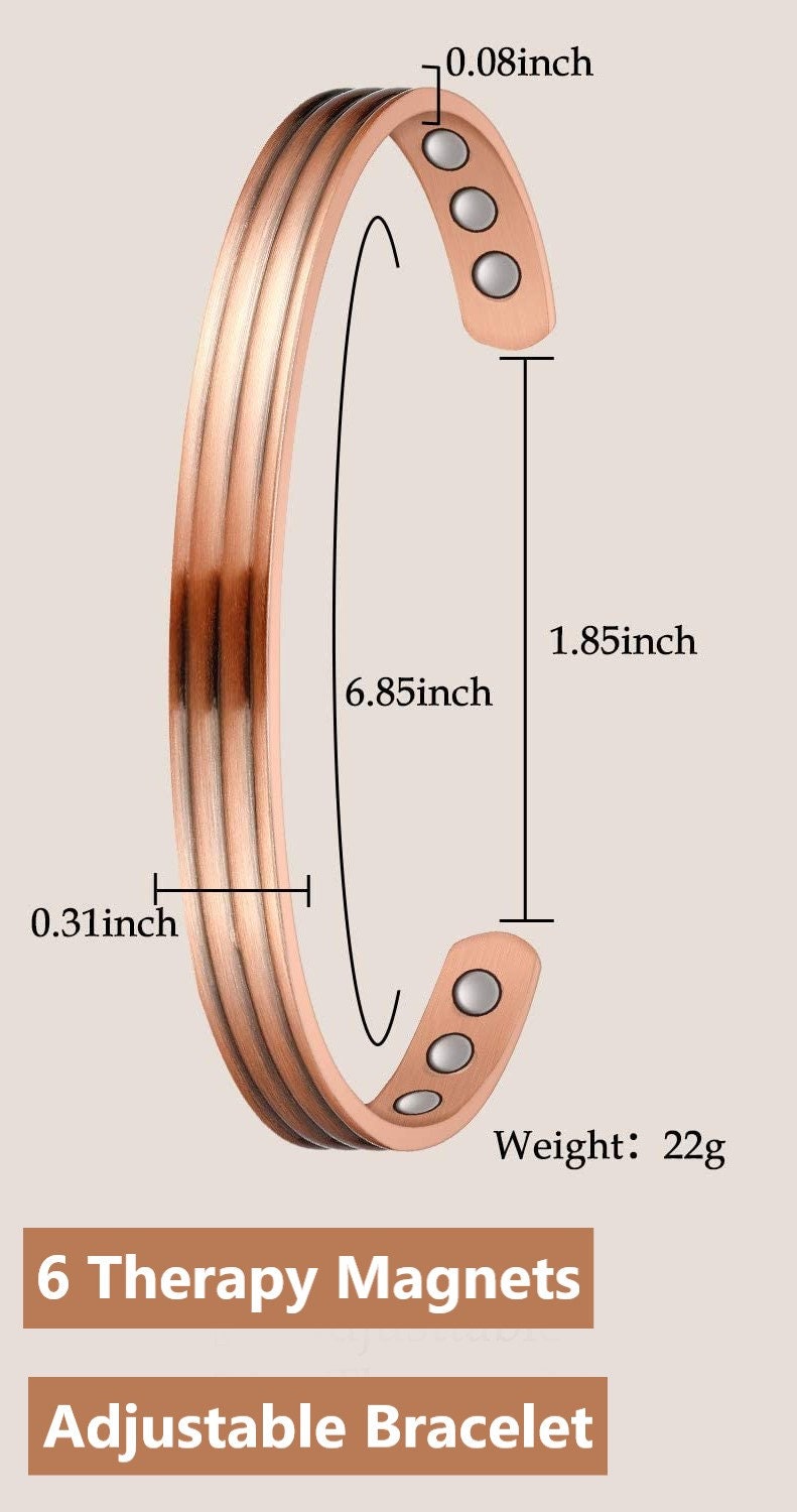Copper Bracelet, Magnetic Bracelet, Copper Bracelet With Magnets For Arthritis, Pain Relief, Joint Pain, Magnetic Therapy, And Stiffness