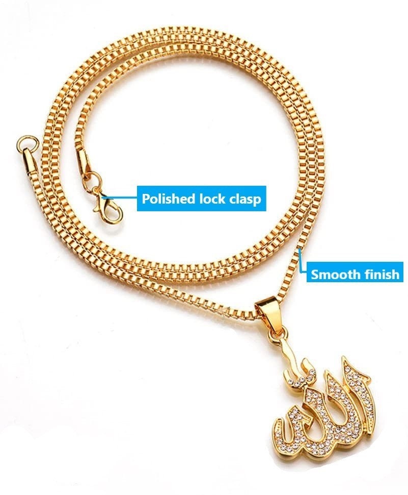 Allah Necklace With An Islamic Gold Pendant For Men And Women To Give As Perfect Islamic Gift During Eid and Ramadan