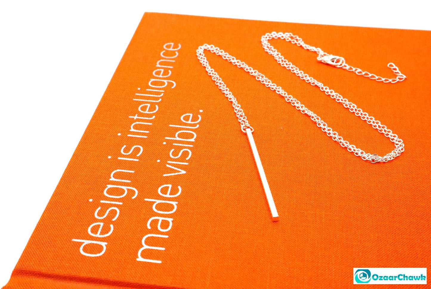Silver Vertical Bar Necklace With A Dainty Silver Chain To Give As A Valentines Gift For Her | Minimalist Layering Pendant Silver Necklace