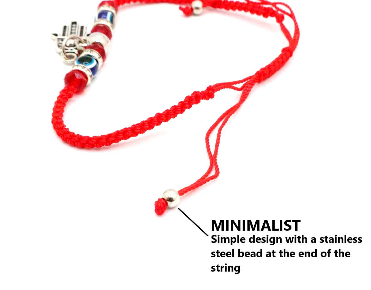 Evil Eye Bracelet Anklet With Hamsa Hand of Fatima For Good Luck Charm Protection and Blessing | Kabbalah Red String Macrame Bracelet