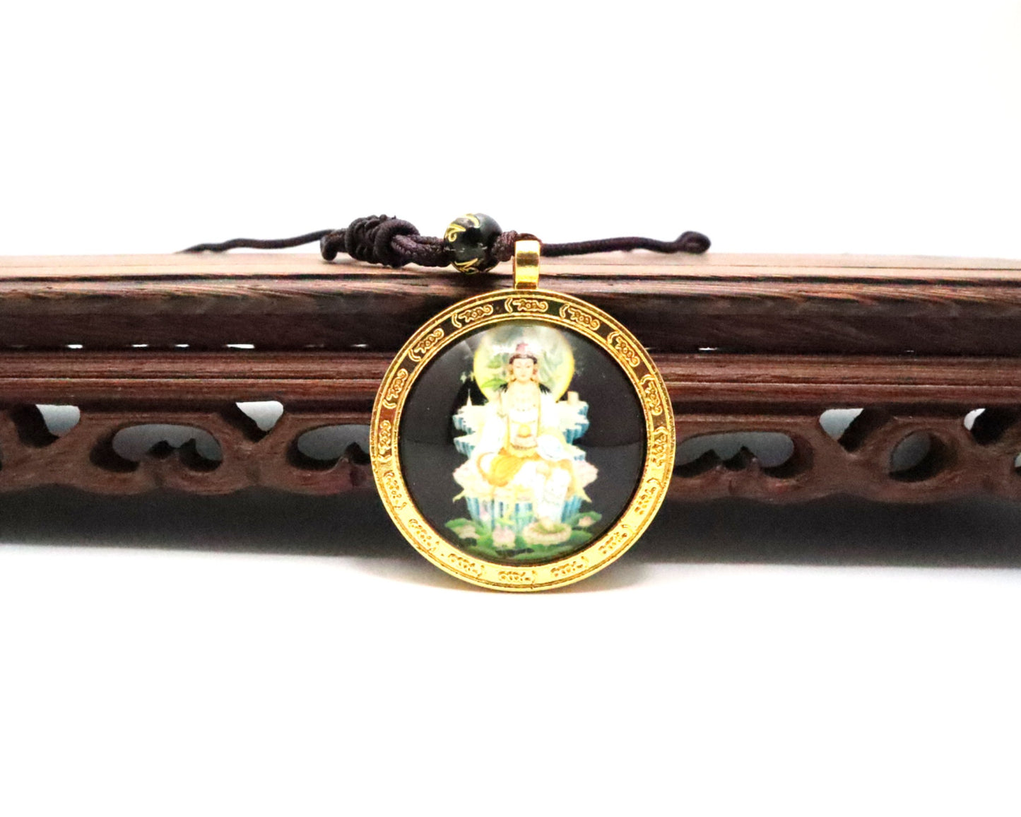 Buddha Pendant Necklace With A Crystal Amitabha For Positive Energy | Jade Lucky Charm Protection Gift For Him, Her, Men, And Women, Featuring Boho Jewelry