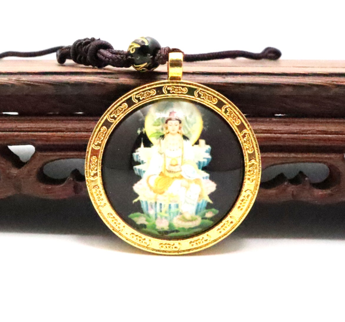 Buddha Pendant Necklace With A Crystal Amitabha For Positive Energy | Jade Lucky Charm Protection Gift For Him, Her, Men, And Women, Featuring Boho Jewelry