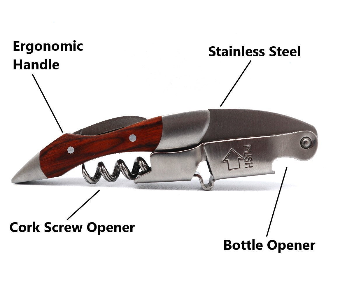 Personalized CorkScrew Wine Bottle Opener | Groomsmen Gifts | Custom Cork Screw | Engraved Wedding Gift For Groomsman Bartender Sommeliers