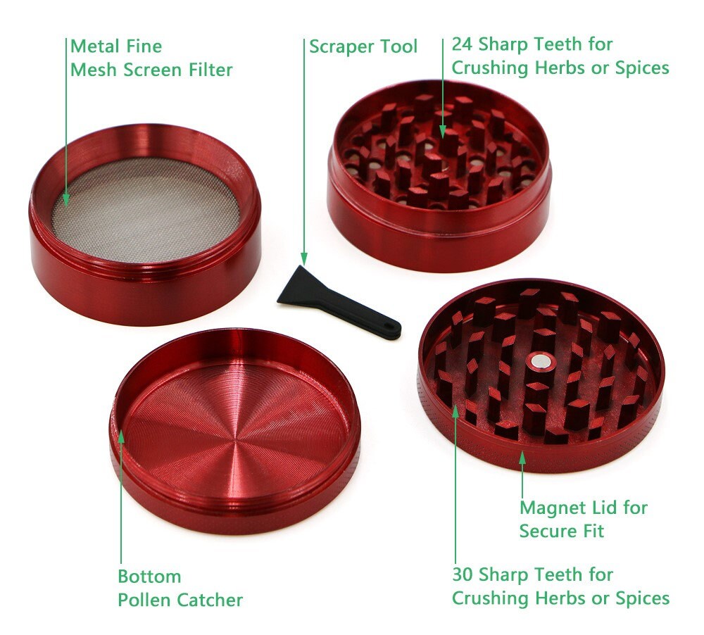 Personalized 4 Piece Herb Grinder Custom Engraved With Your Message | Personalized Metal Herb And Spice Grinder For Food Enthusiast