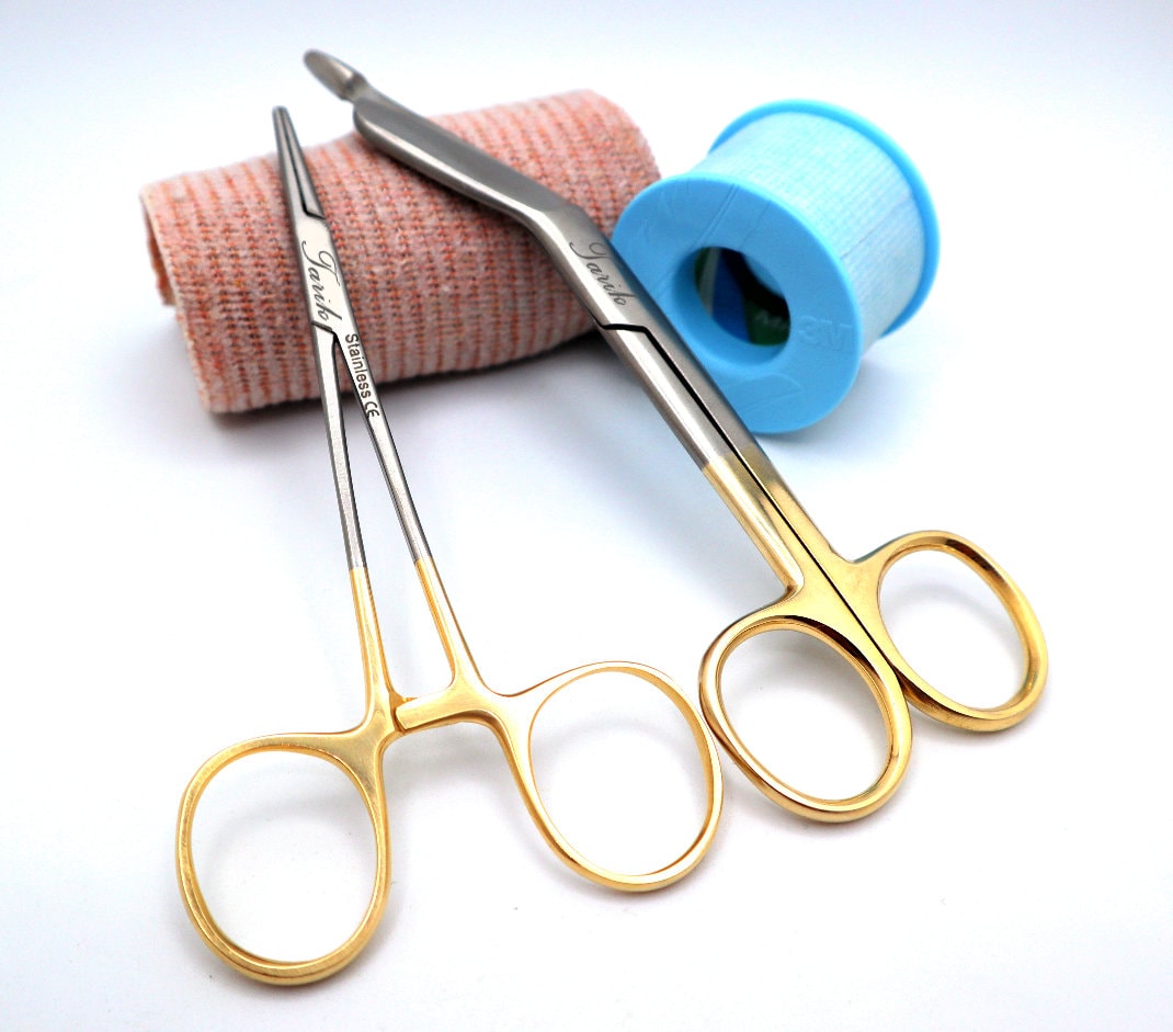 Nurse Gift Set With Personalized Bandage Scissor And Hemostat | Medical Nursing Students, Veterinary Vet Tech Stethoscope Clip Board RN Gold