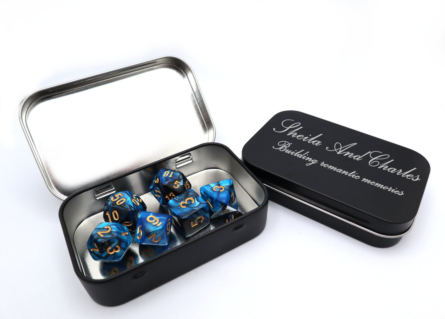 Personalized DND Dice Box Gift Set | Role Playing Dungeons And Dragons D&D Dice Box With Bag | Black D And D Dice Box RPG Dice Storage Tray