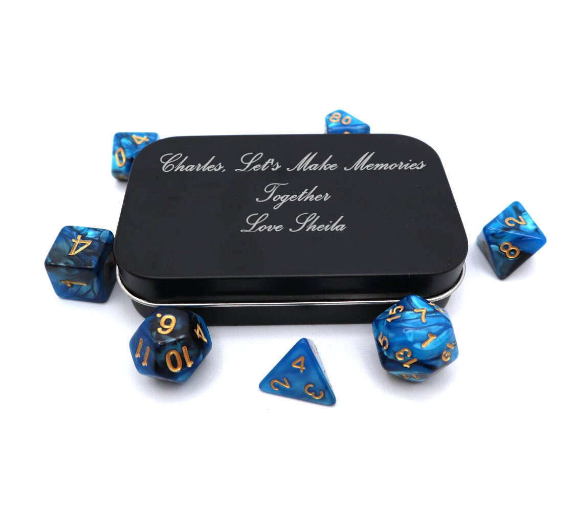 Personalized DND Dice Box Gift Set | Role Playing Dungeons And Dragons D&D Dice Box With Bag | Black D And D Dice Box RPG Dice Storage Tray