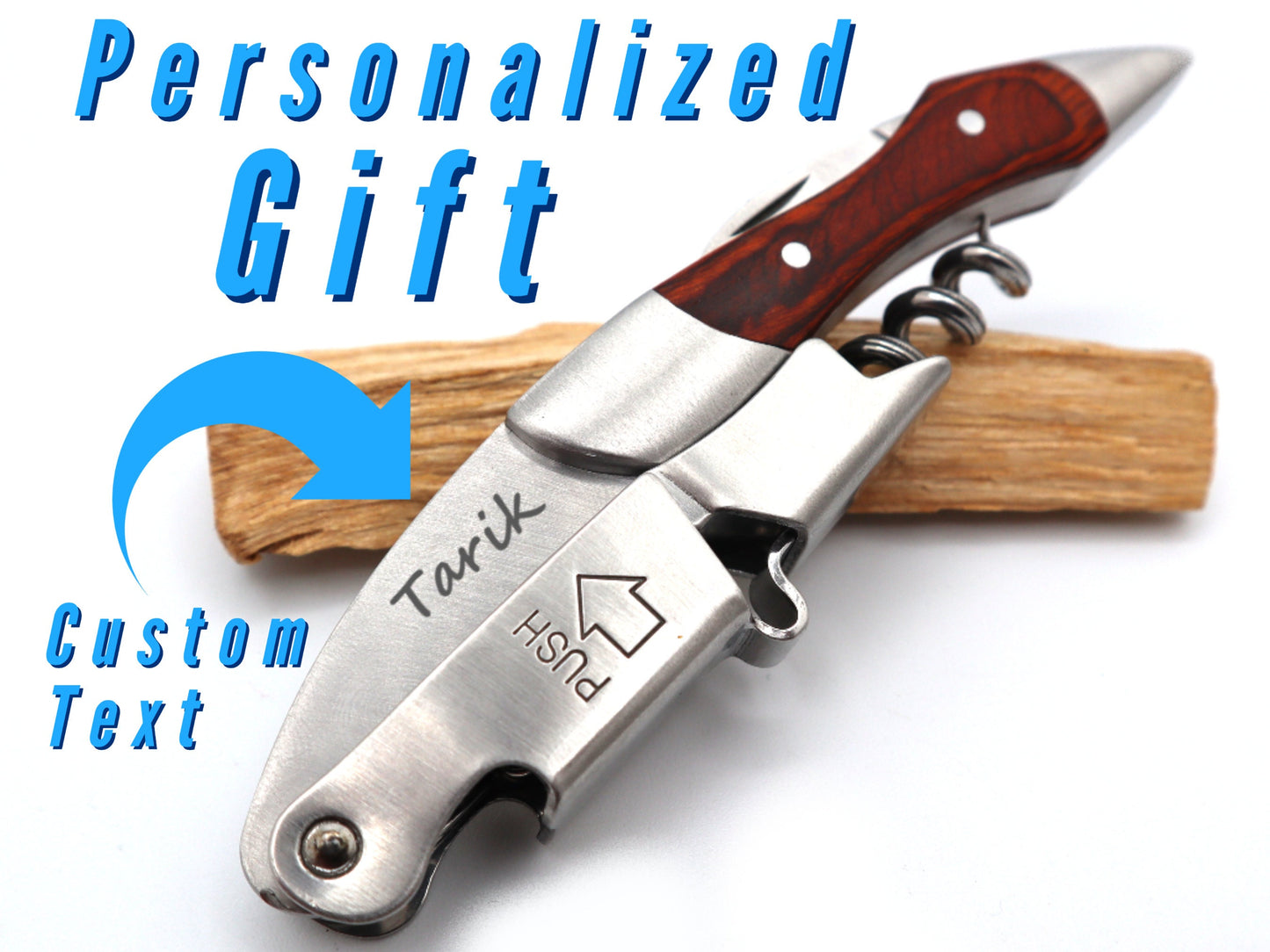 Personalized CorkScrew Wine Bottle Opener | Groomsmen Gifts | Custom Cork Screw | Engraved Wedding Gift For Groomsman Bartender Sommeliers