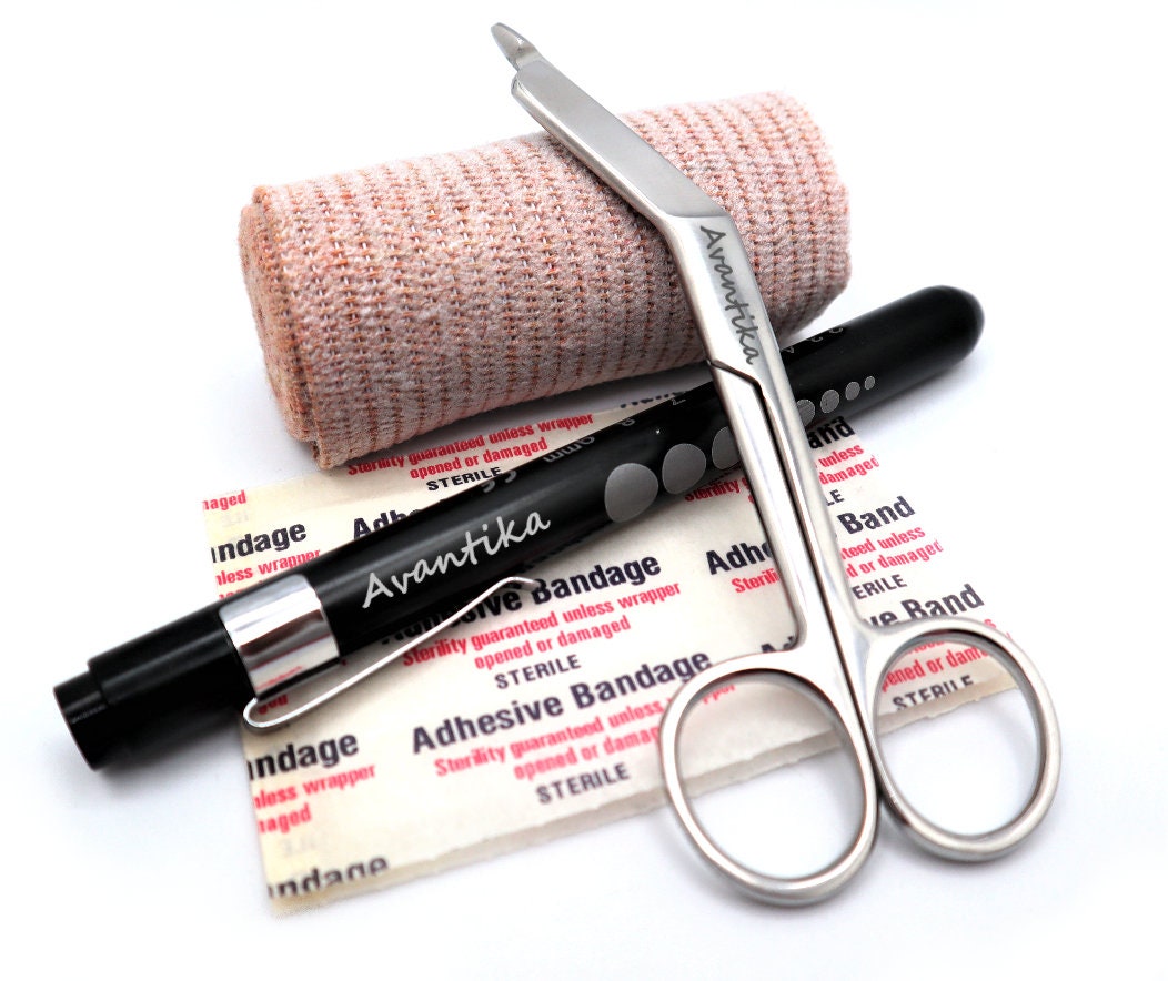 Personalized Nurse Appreciation Gift Set With Bandage Scissor And Penlight, Pen Light For Nursing Students Veterinary Vet Tech And Gift Set