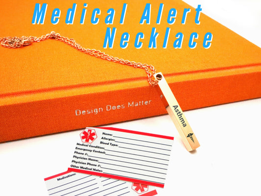 Personalized Medical Alert ID Necklace For Autism, Diabetes, Allergy And Diabetic | Prescription Medic Bracelet For Diabetic Allergy Med