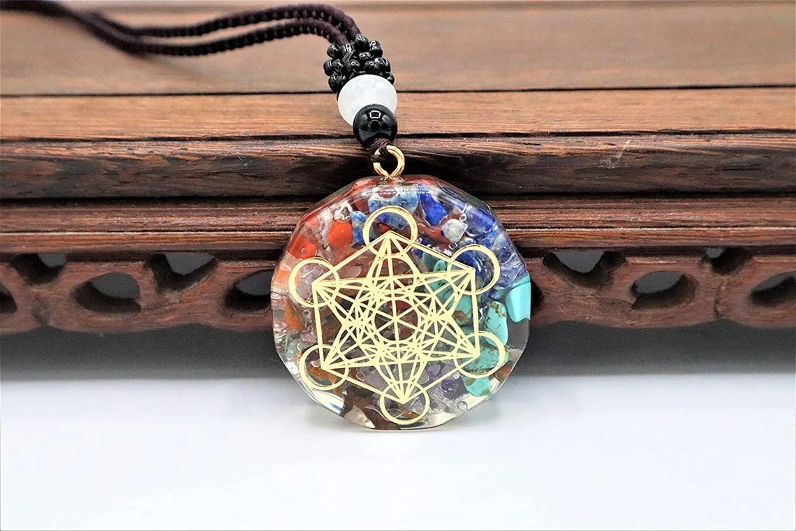 Chakra Orgonite Necklace With Healing Crystals To Improve Energy Through Meditation, Yoga, Reiki, and Om | Chakra Necklace - EMF Protection