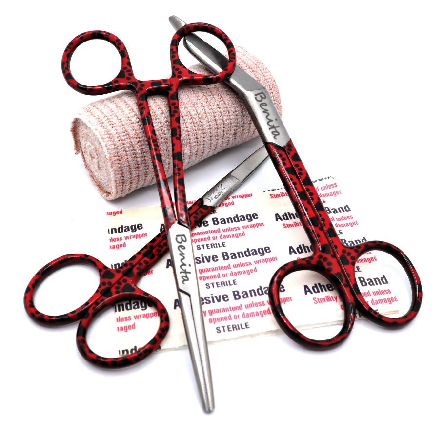 Personalized Vet Tech Gift Set With Bandage Scissor, Hemostat, and Suture Scissor Paw Print | Nursing, Veterinary & Nurse Graduation Gifts