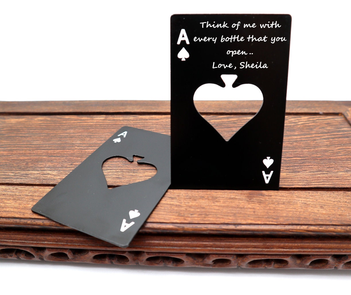 Personalized Bottle Opener With Custom Message | Engraved Bottle Openers With Portrait Image | Ace of Spade Beer Bottle Opener Birthday Gift